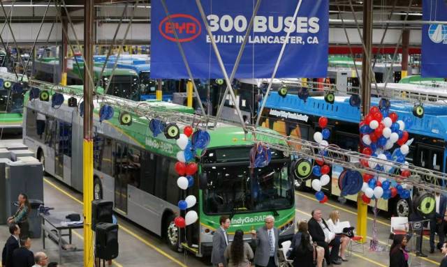 △美国加州兰卡斯特市比亚迪工厂。新华社发