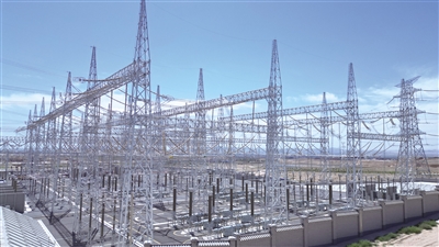 妙岭750千伏变电站新建工程站内全景。