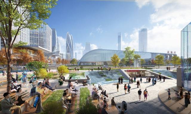 新塘枢纽核心区远景规划效果意向图