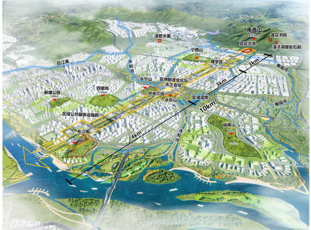 ▲贯通南香山和东江的东部山水轴设想图