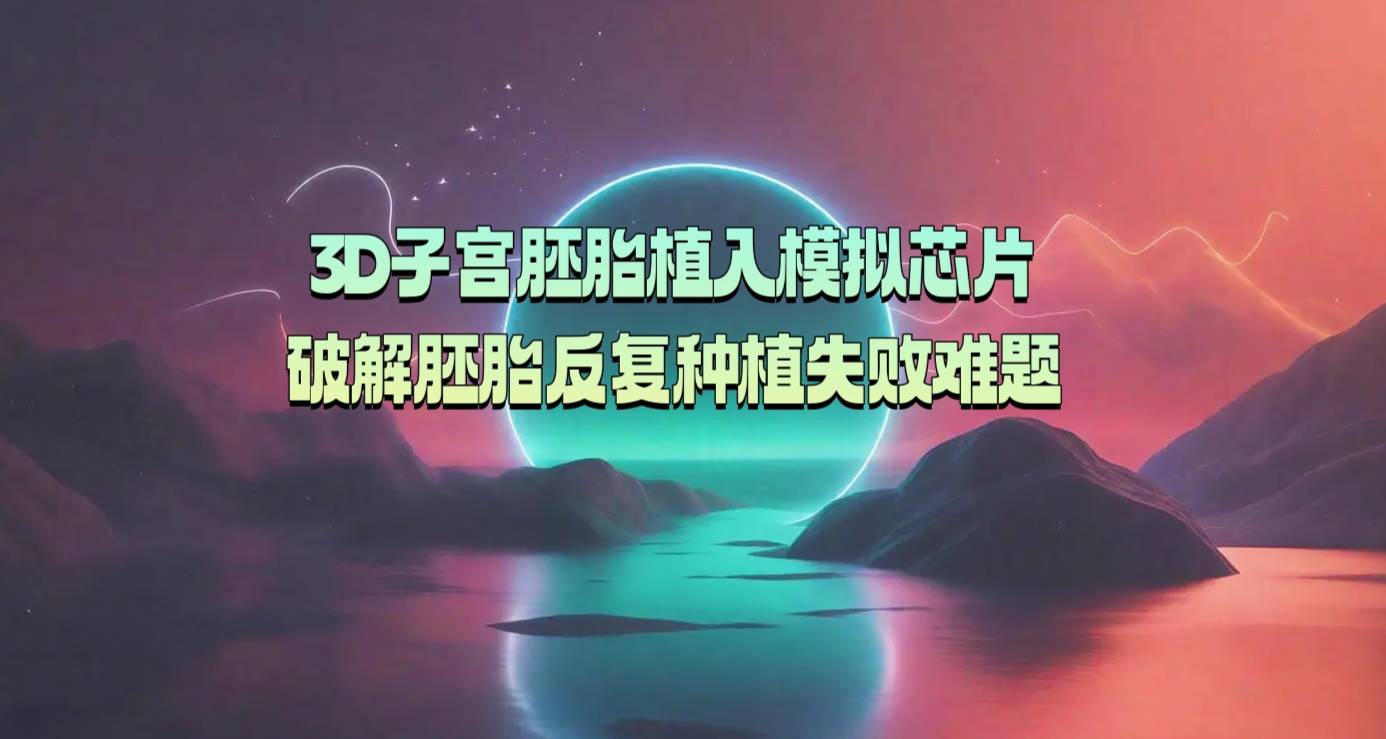 3D子宫胚胎植入模拟芯片破解胚胎反复种植失败难题